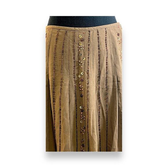 JOSEPHINE CHAUS Brown Silk Beaded Skirt SZ 10 NWT - Picture 7 of 10